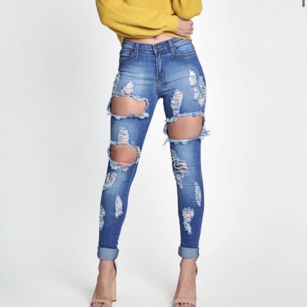 Distressed jeans
